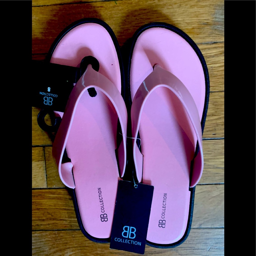 NWT Pink/Black Flip Flops